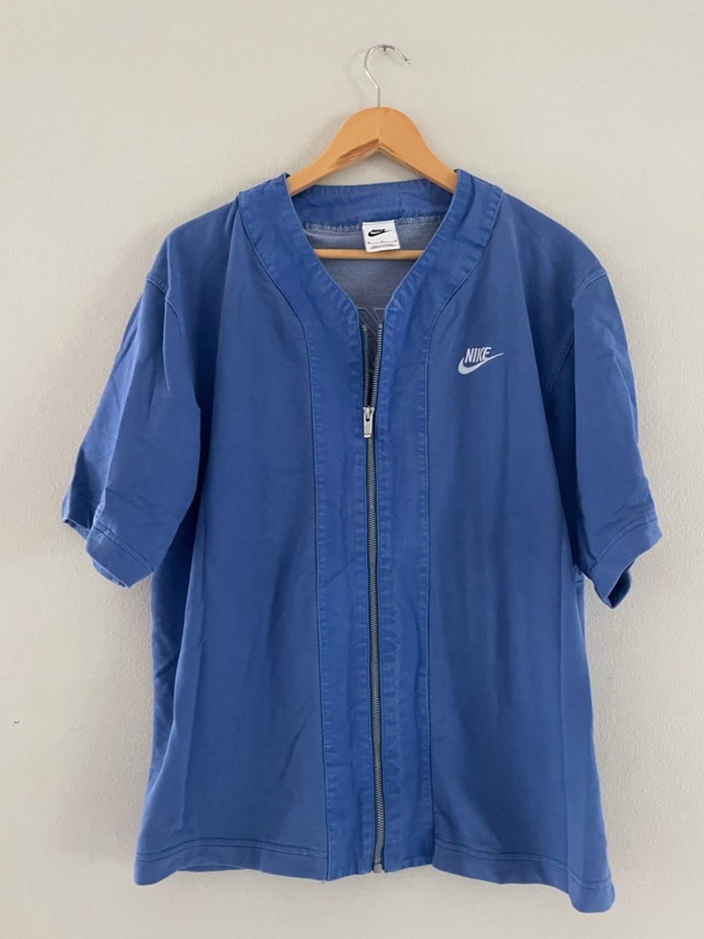 Mens Nike Blue French Terry Short Sleeve Zip Top